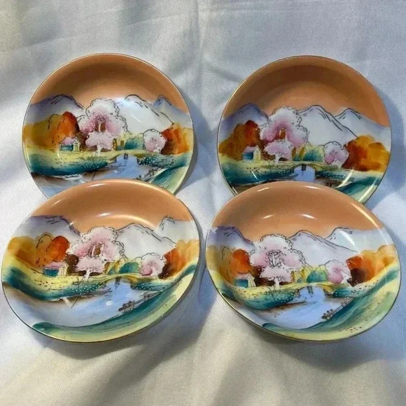 Cute Hand Painted Landscape Serving Bowls - Picture 1 of 7